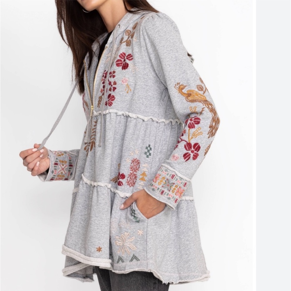 Johnny Was Embroidered Floral Hoodie NWT $270 Zuzu Boho Chic Sz S - Picture 2 of 7
